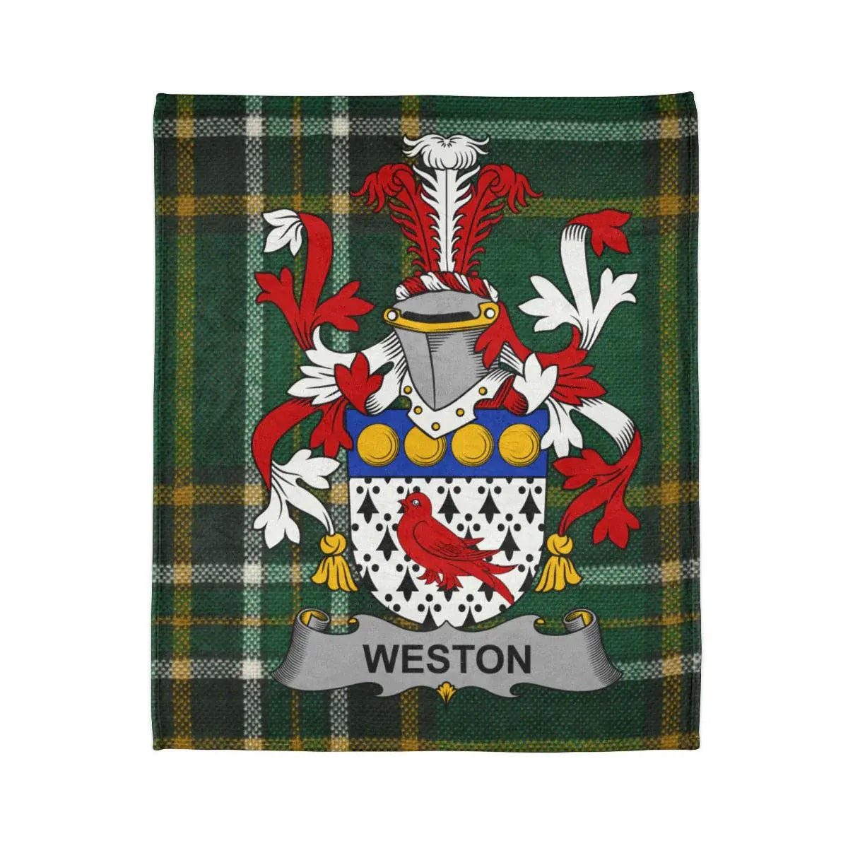 Weston Coat of Arms on Plaid Tartan Blanket product
