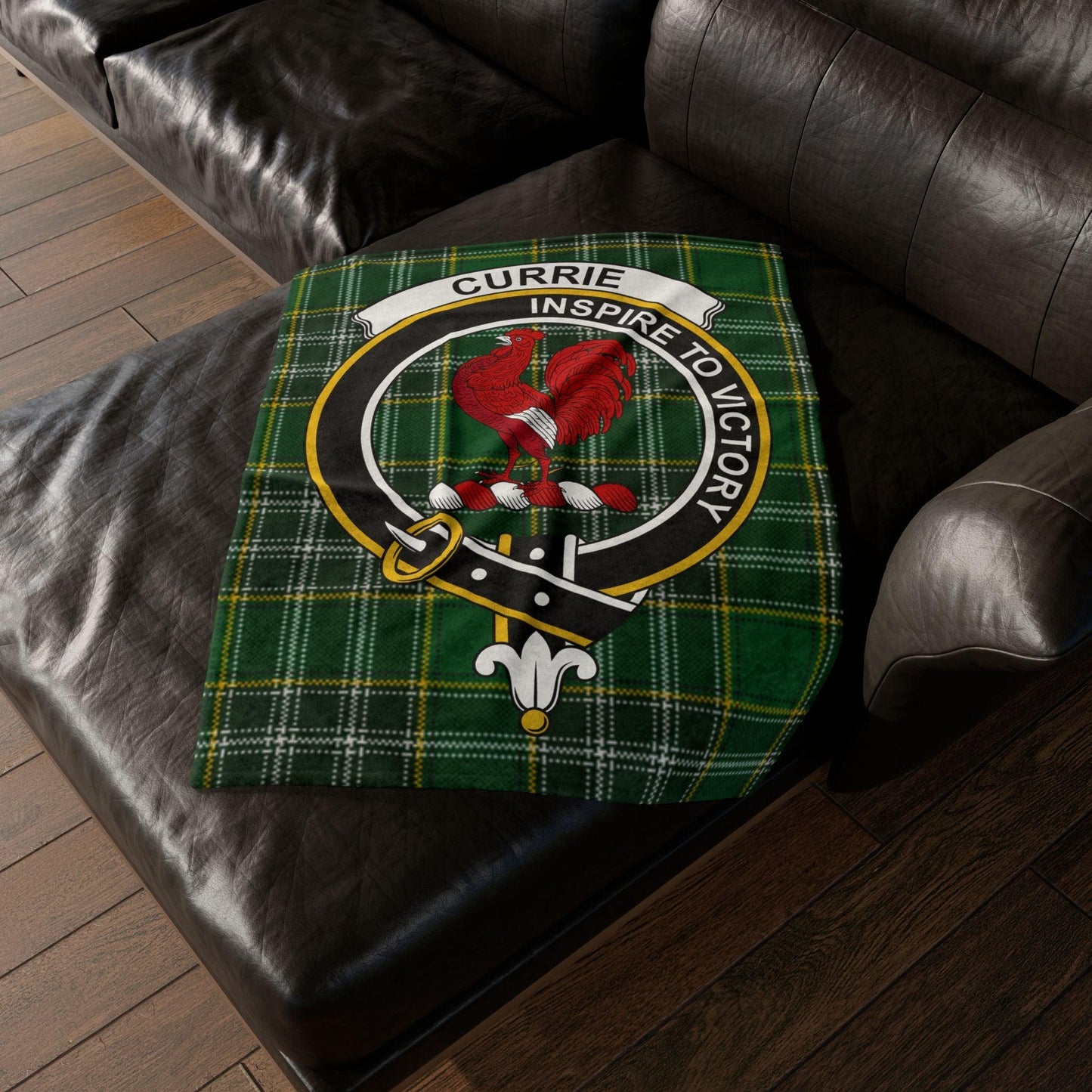 Currie Clan Crest Scottish Tartan Blanket