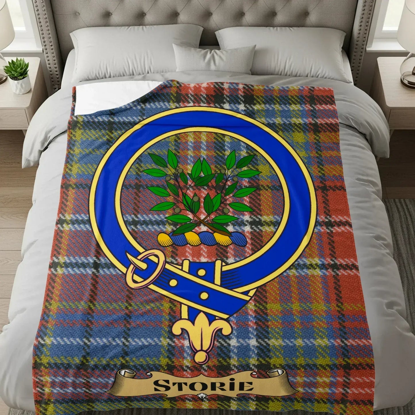 Personalized Blue and Red Tartan Design Blanket product