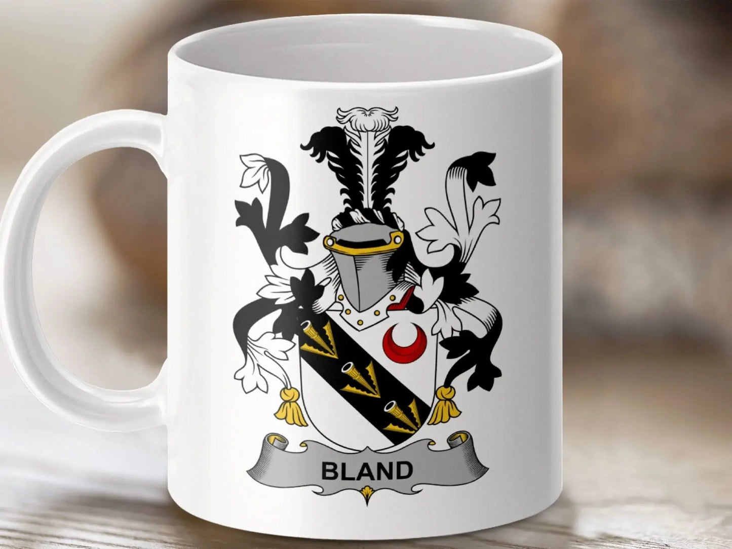 Bland Family Coat of Arms Crest Design Mug - Celtic Ancestry Gifts