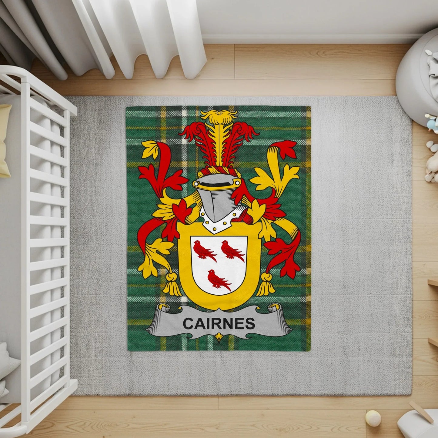 Cairnes Family Crest Green Plaid Decor Rug product