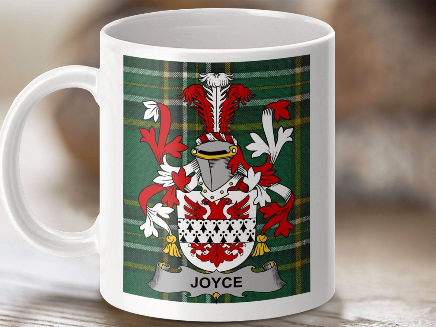 Joyce Surname Family Crest Irish National Tartan Mug - Celtic Ancestry Gifts