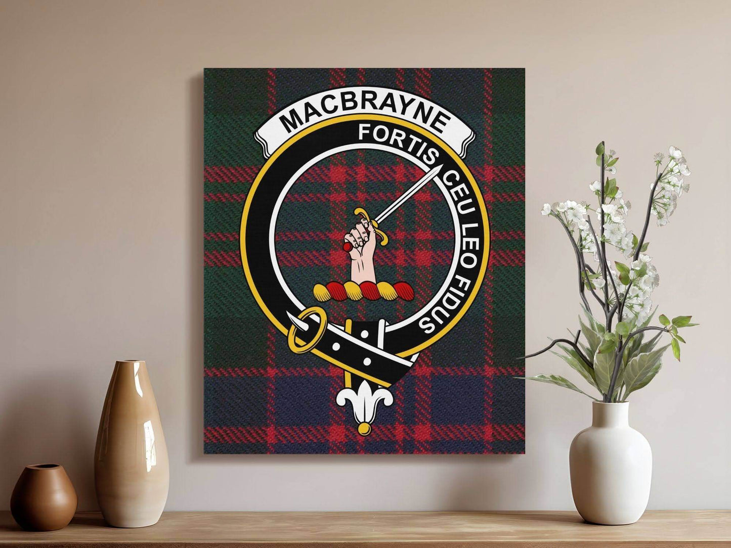 MacBrayne Scottish Tartan Crest Family Canvas - Celtic Ancestry Gifts