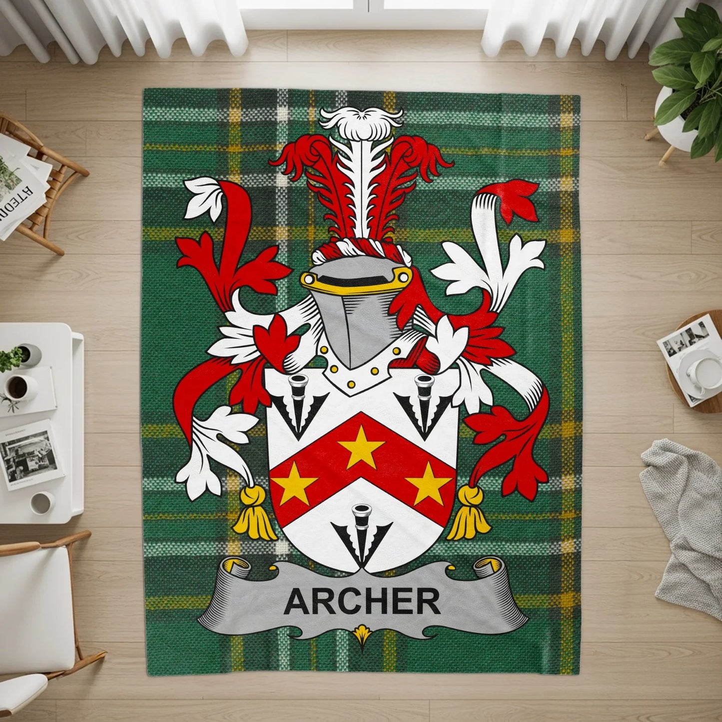 Archer Coat of Arms Family Crest Decorative Rug product
