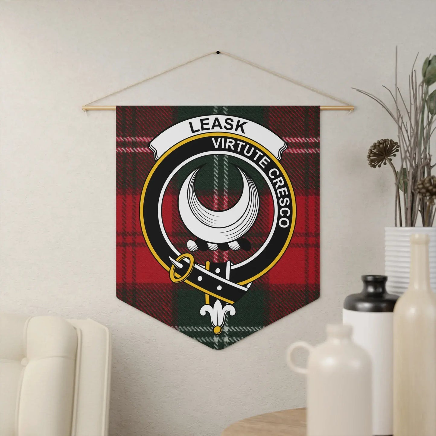 Leask Virtute Cresco Plaid Crest Wall Hanging product