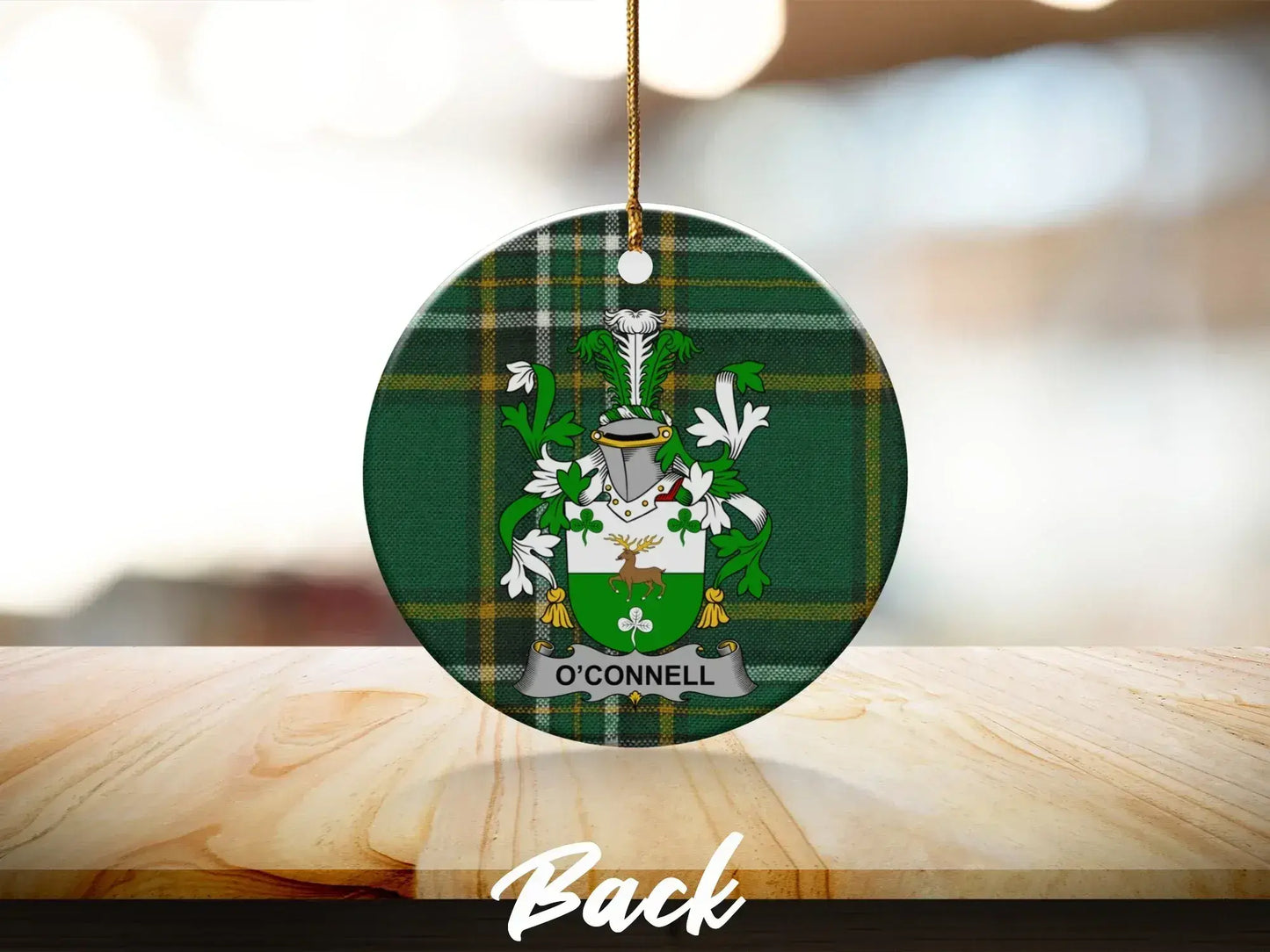 O'Connell Family Crest Plaid Pattern Round Hanging Ornament