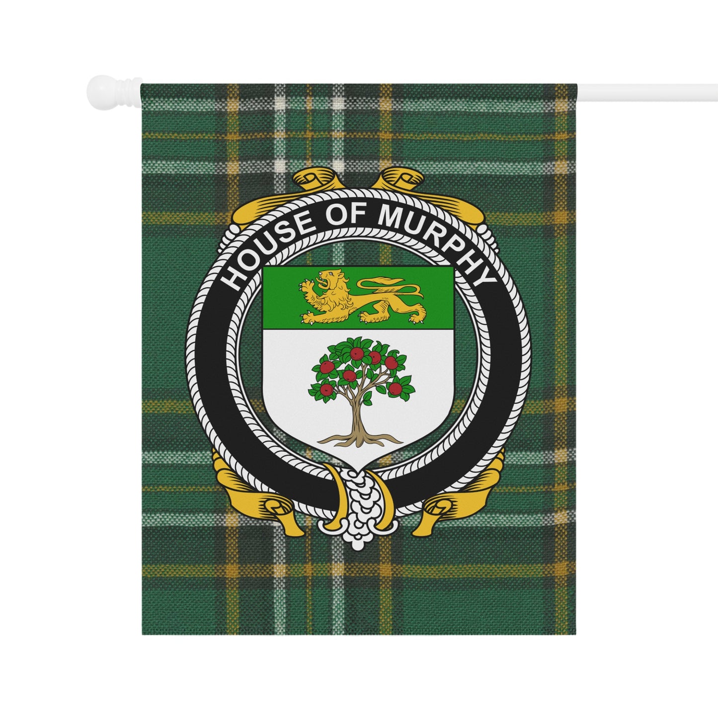 House of Murphy Crest Plaid Background Flag
