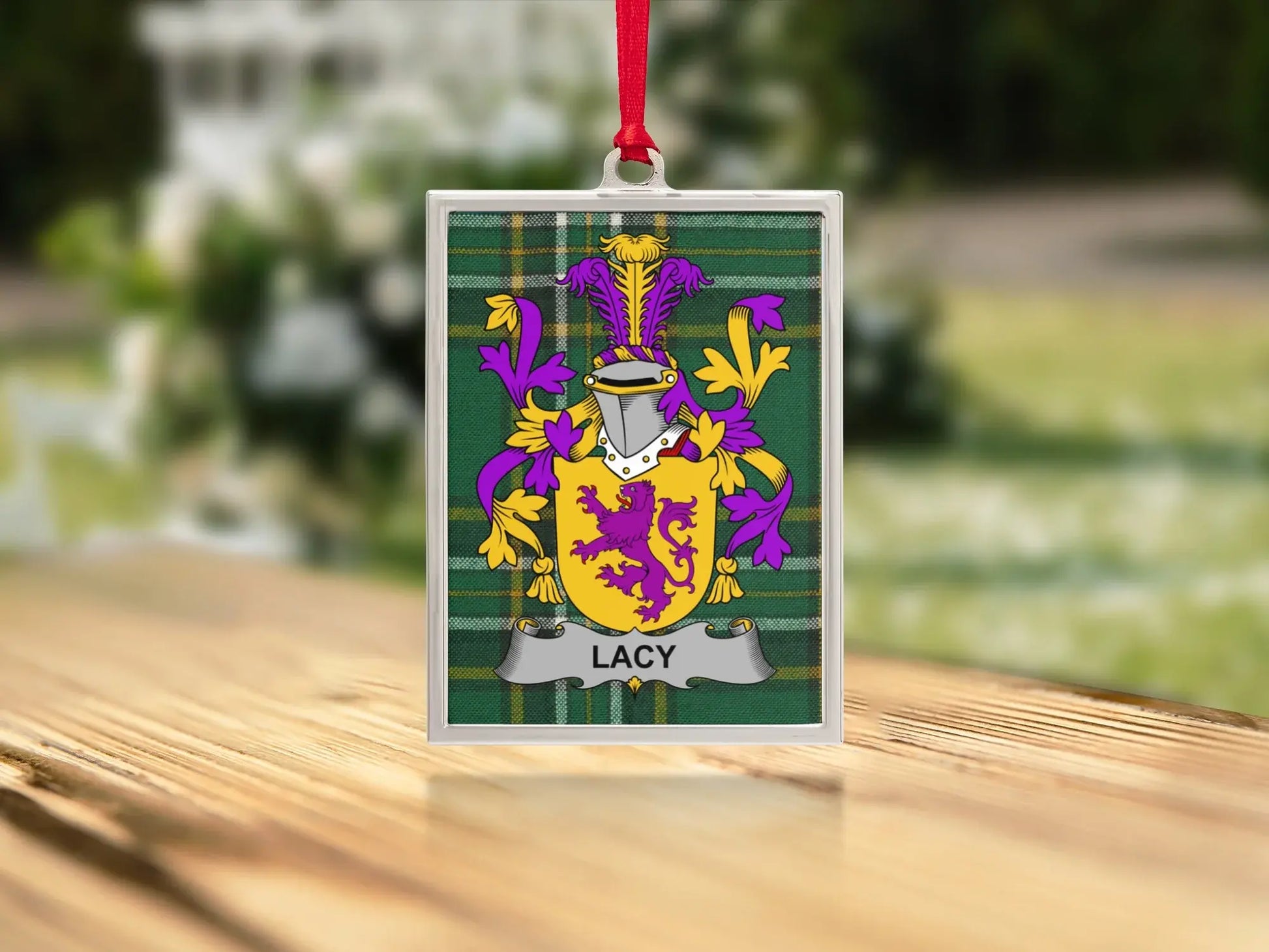 Lacy Family Crest Rectangular Christmas Ornament product type