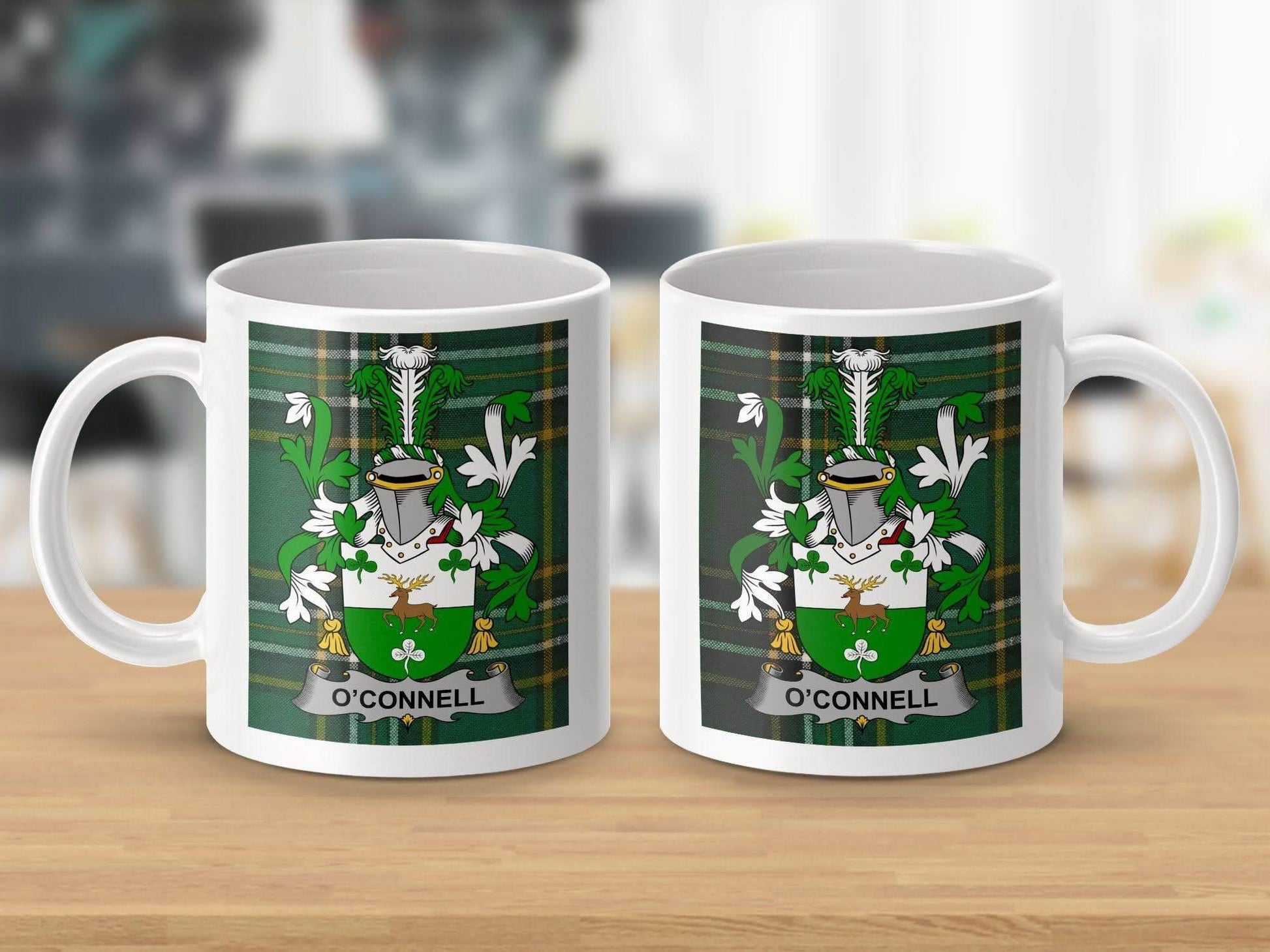 O'Connell Surname Family Crest Irish Tartan Mug - Celtic Ancestry Gifts