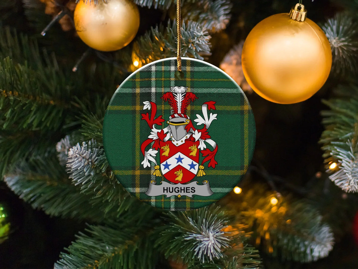 Hughes Family Crest Christmas Tree Ornament product type