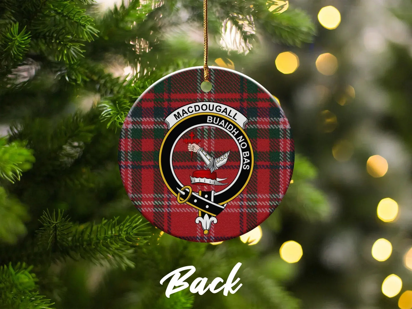 MacDougall Tartan Clan Crest Back Ornament product