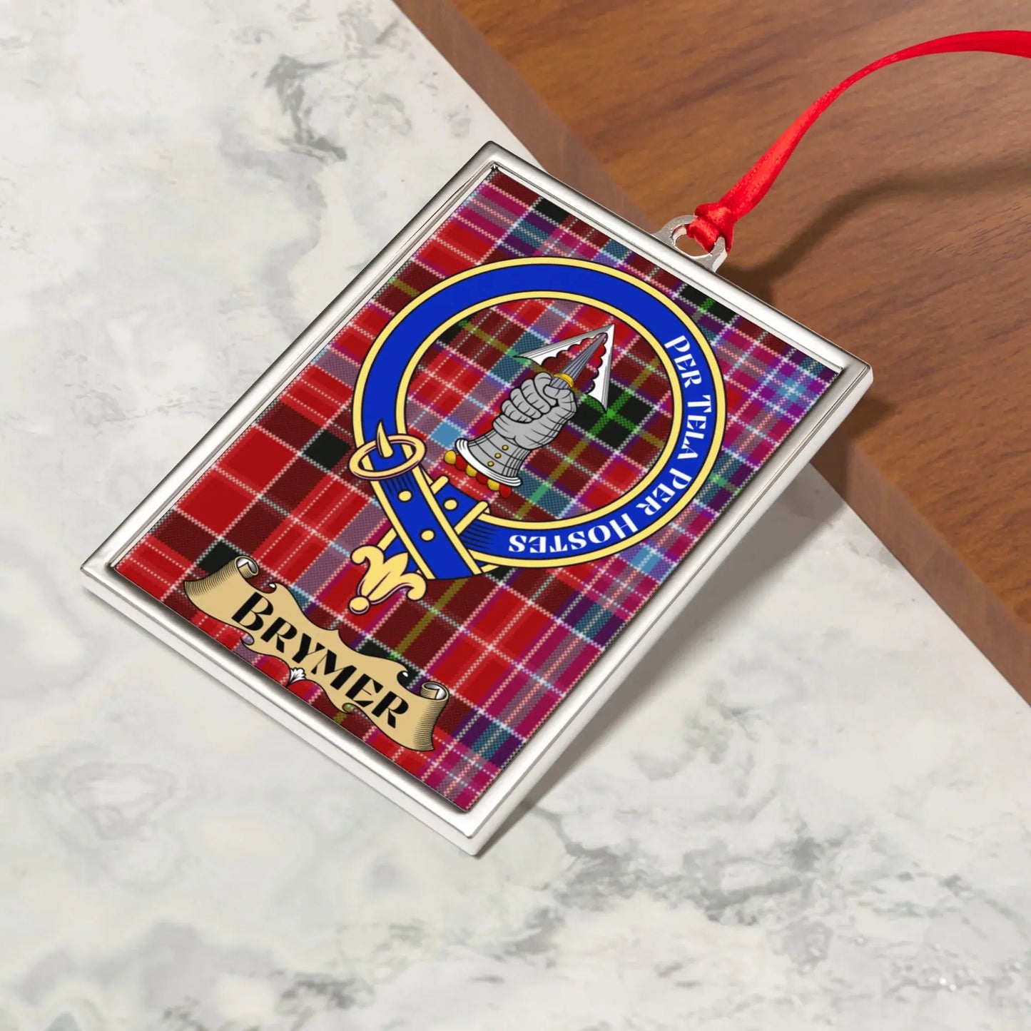 Vibrant Brymer Clan Crest Plaid Accented Ornament product