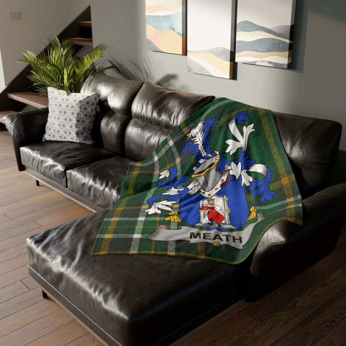 Meath Coat of Arms Green Tartan Plaid Blanket product