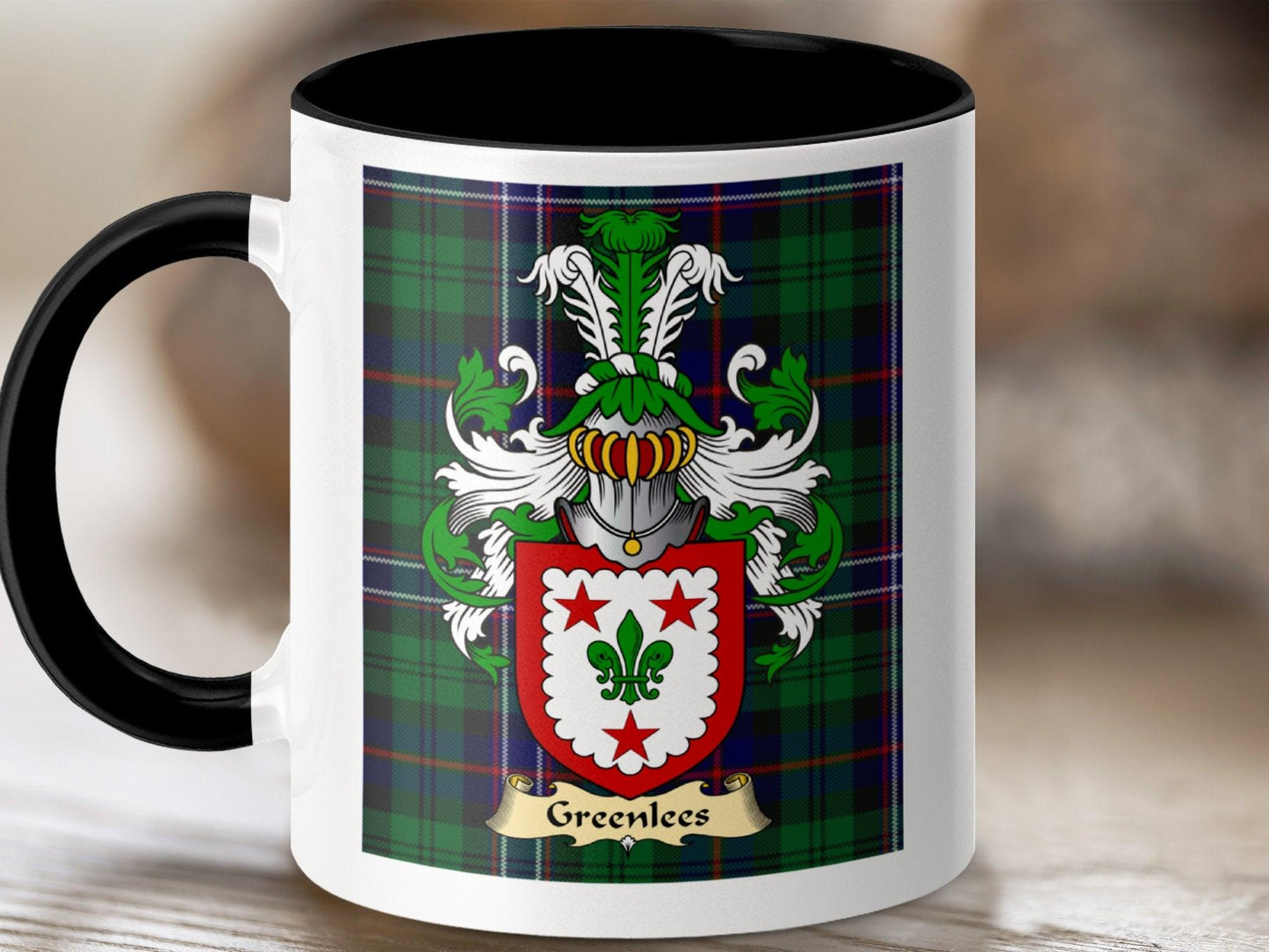 Greenlees Clan Surname Coat Of Arms Scottish Mug - Celtic Ancestry Gifts