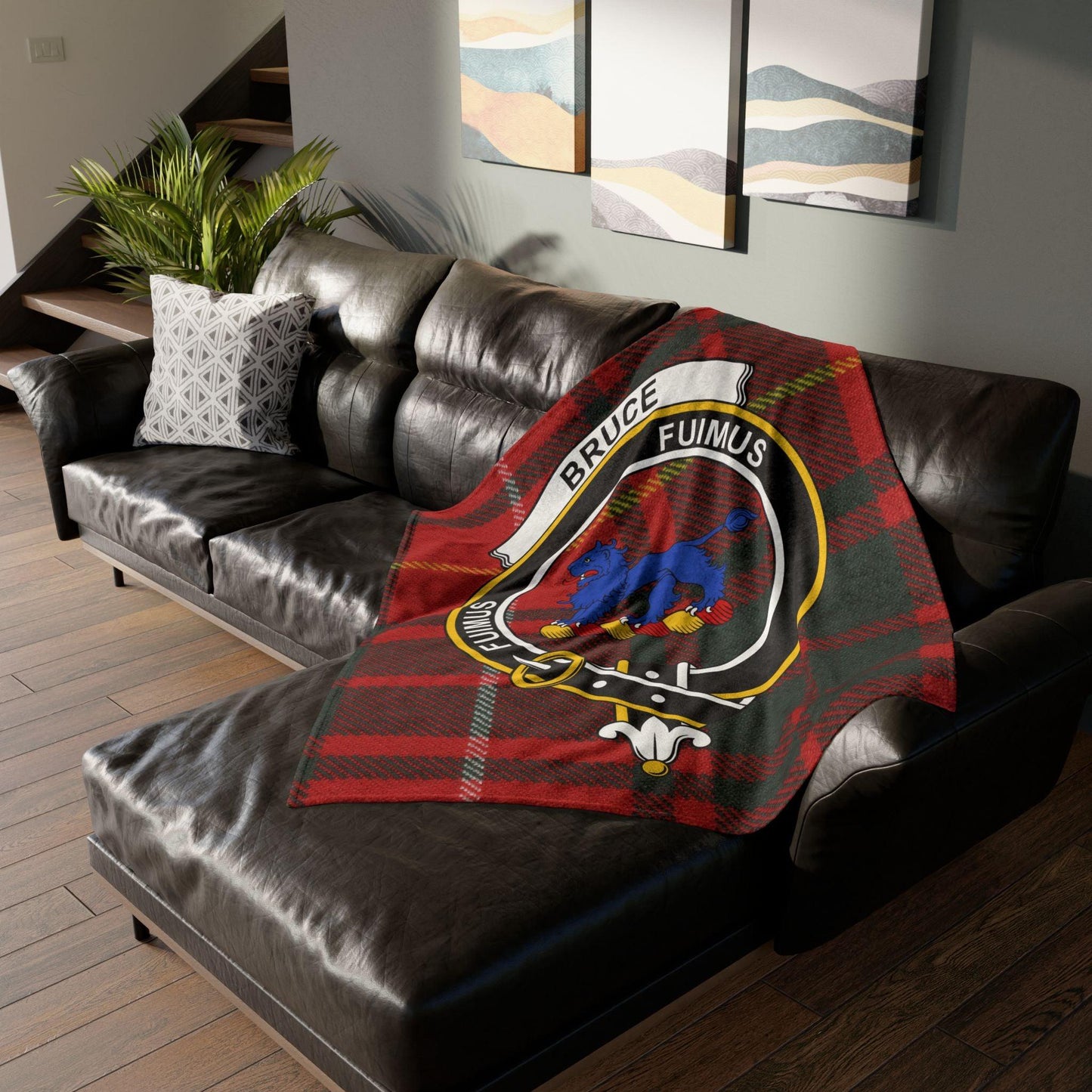 Bruce Clan Crest Scottish Tartan Blanket