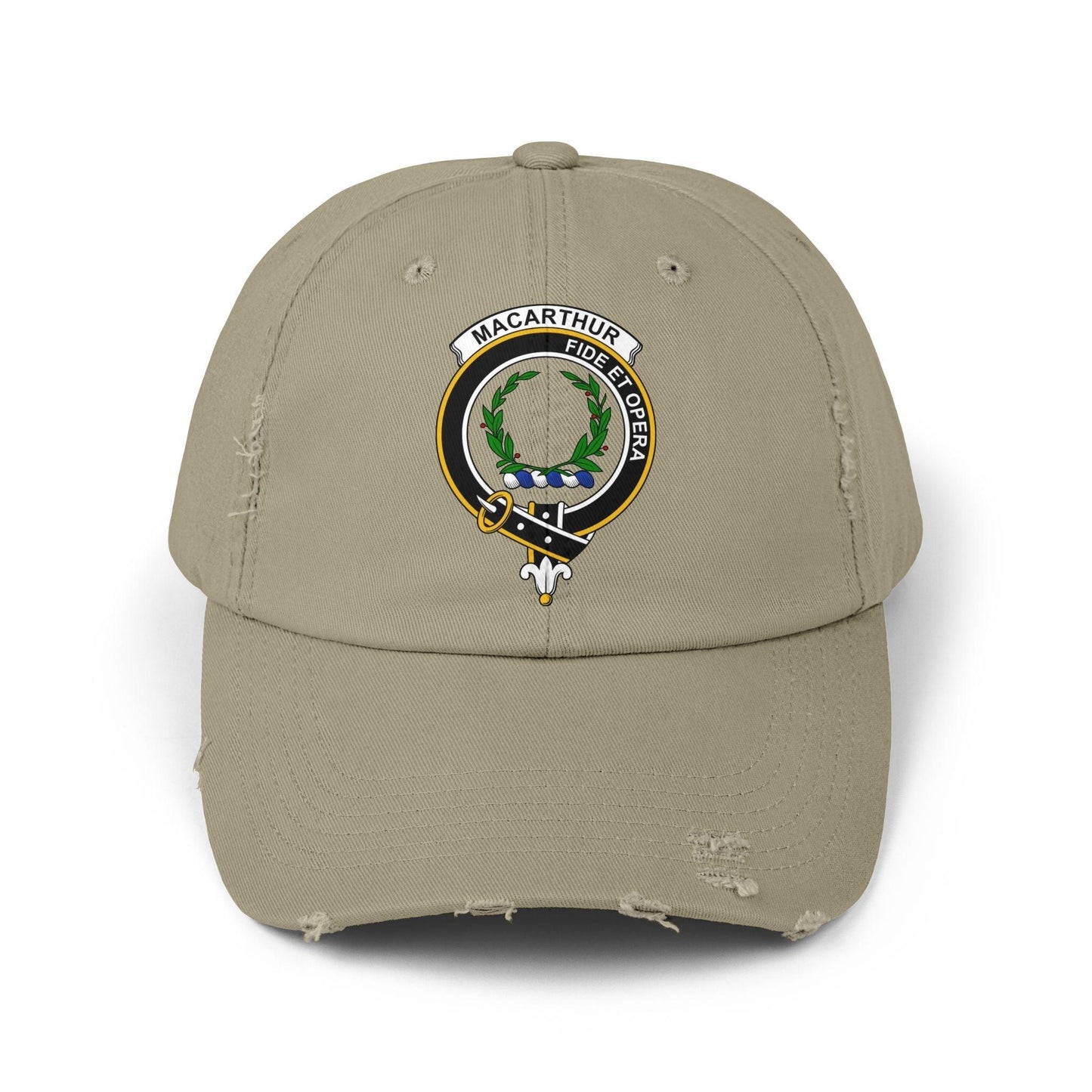 Macarthur Fide Et Opera Distressed Baseball Cap - Celtic Ancestry Gifts