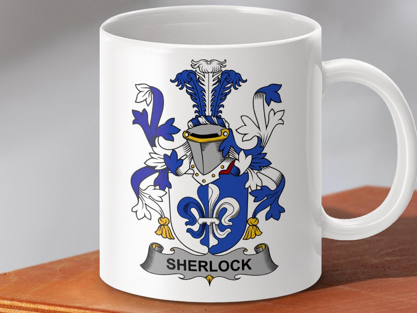 Sherlock Family Crest Heraldic Art Design mug - Celtic Ancestry Gifts