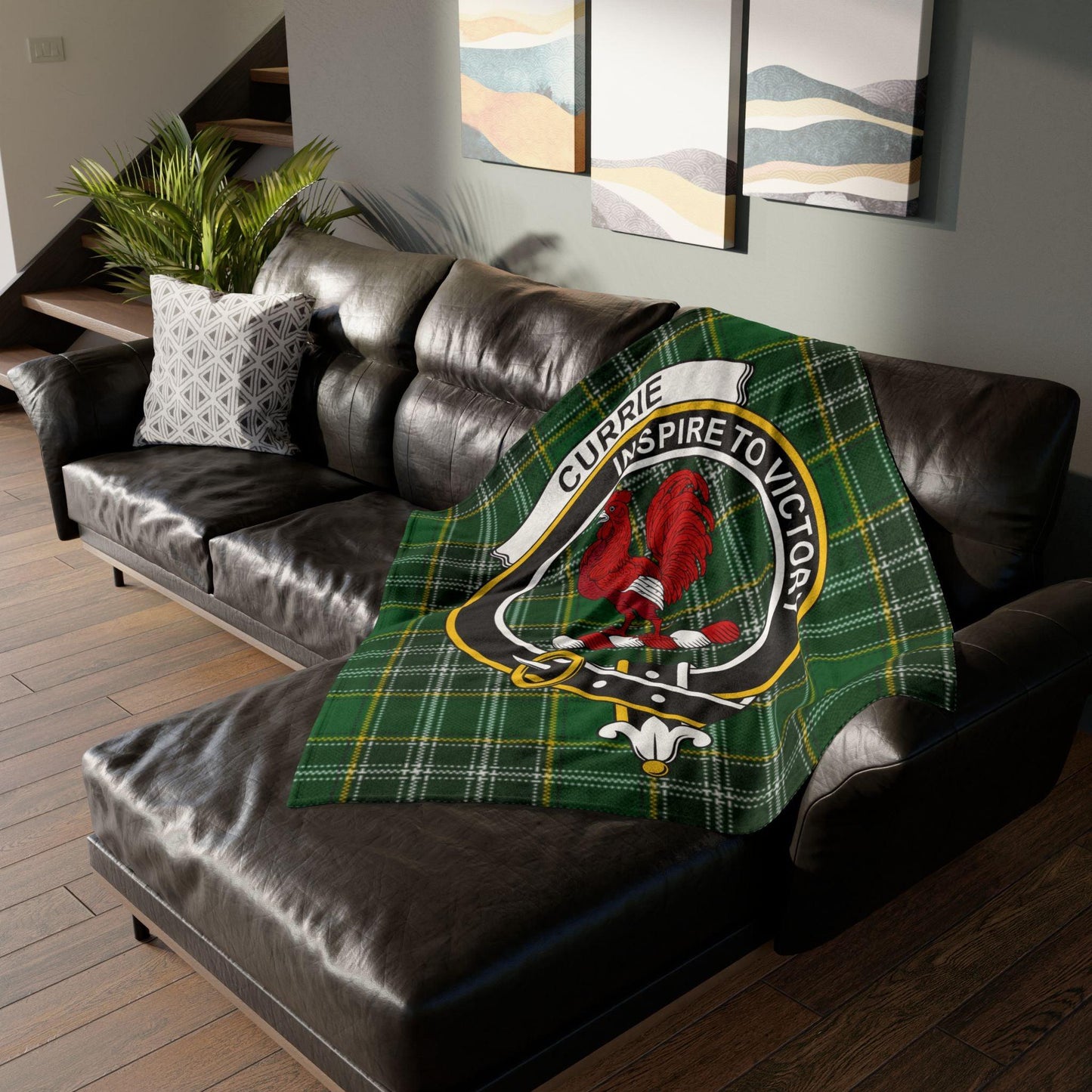 Currie Clan Crest Scottish Tartan Blanket