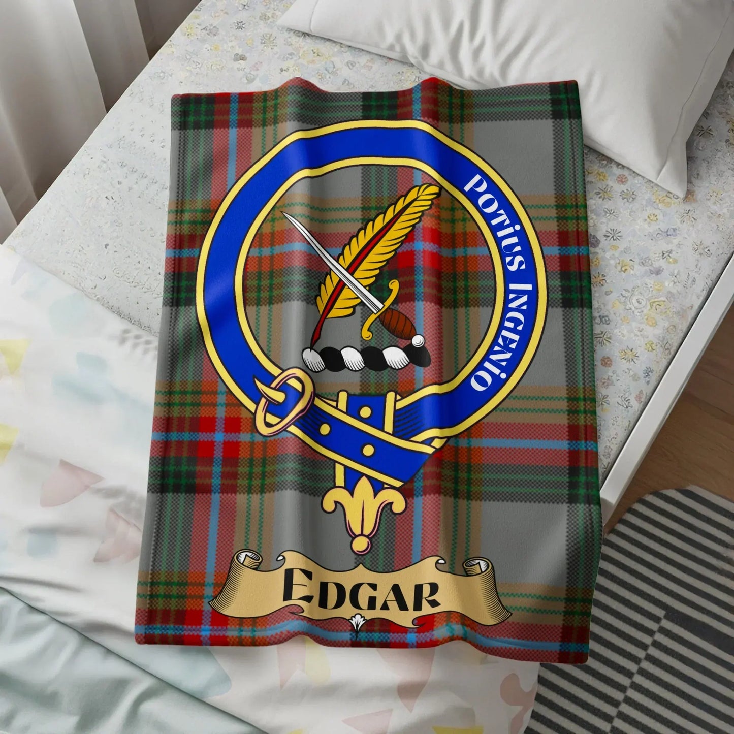 Clan Edgar Crest Emblem Printed Tartan Blanket product