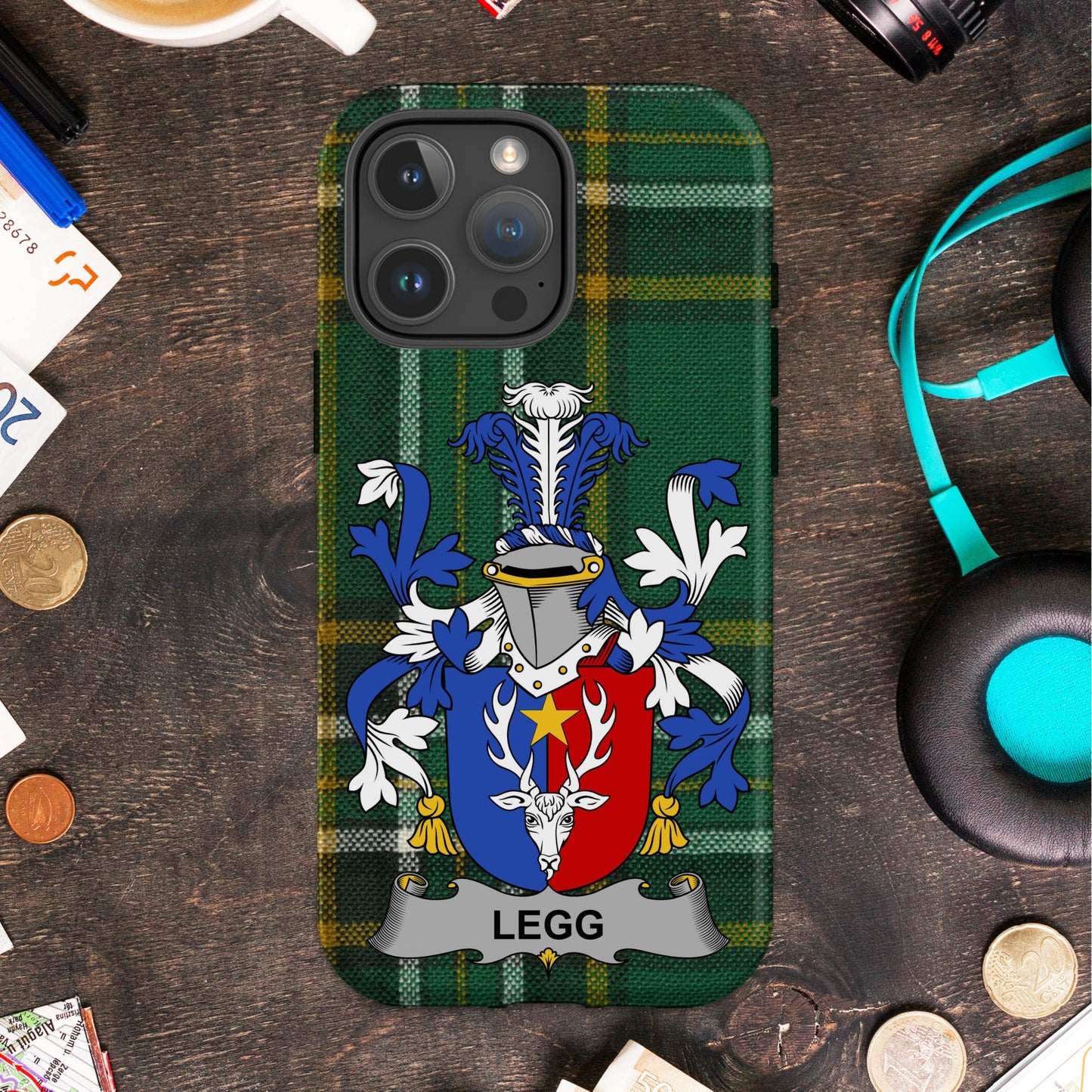 Legg Family Crest Shield Design Cell phone cover - Celtic Ancestry Gifts
