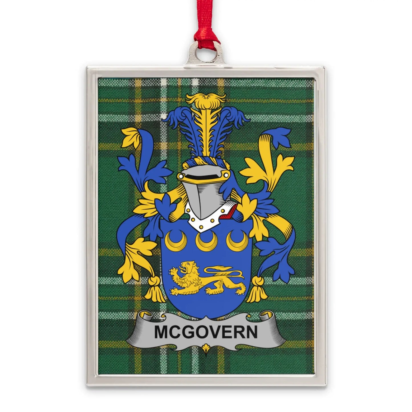 McGovern Family Crest Plaid Background Ornament product