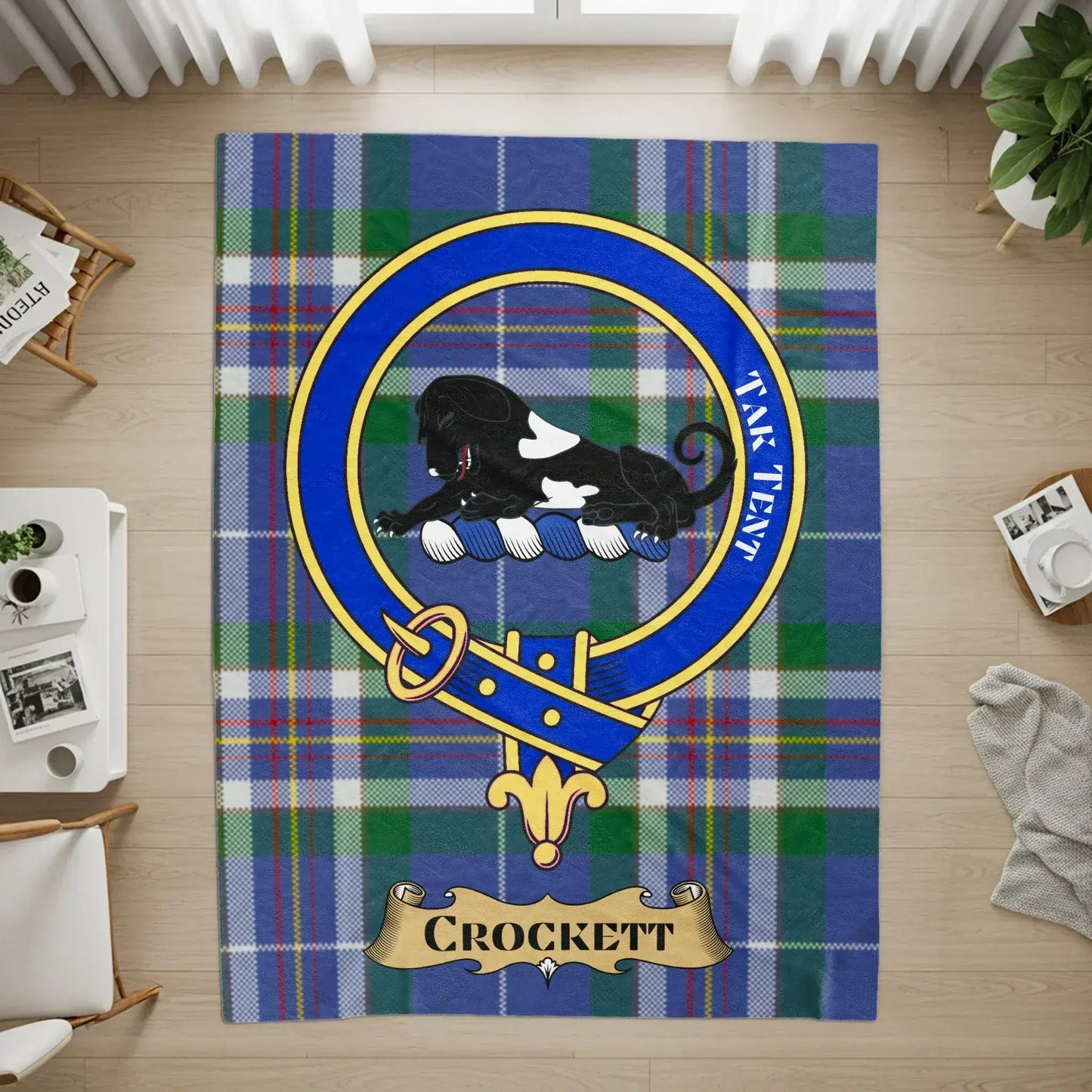 Crockett Clan Crest Tartan Plaid Rug Product