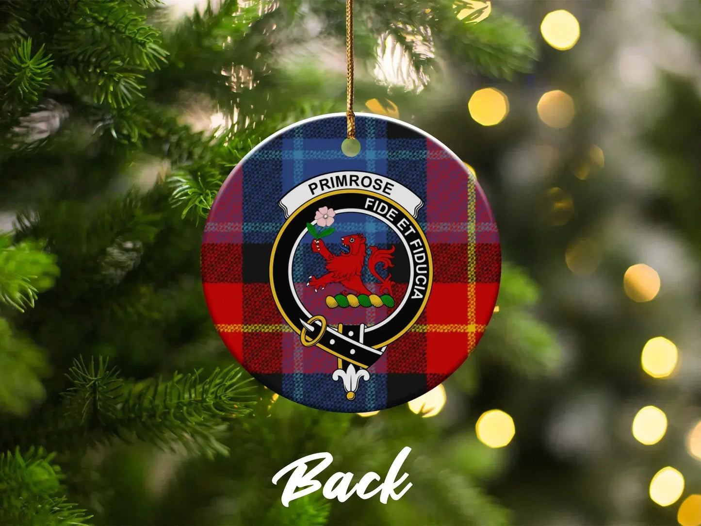 Primrose Fide Et Fiducia Plaid Holiday Ornament product