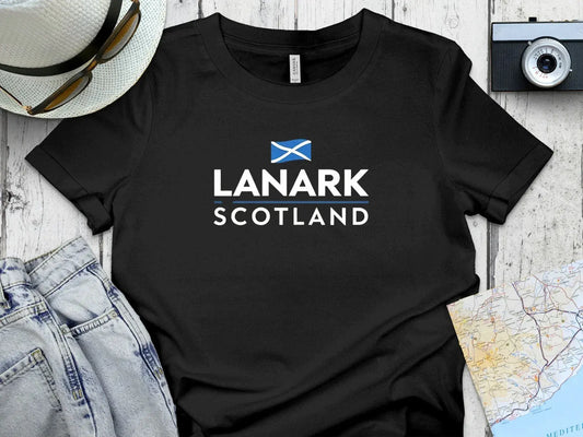 Lanark Scotland Graphic Black T-shirt product type