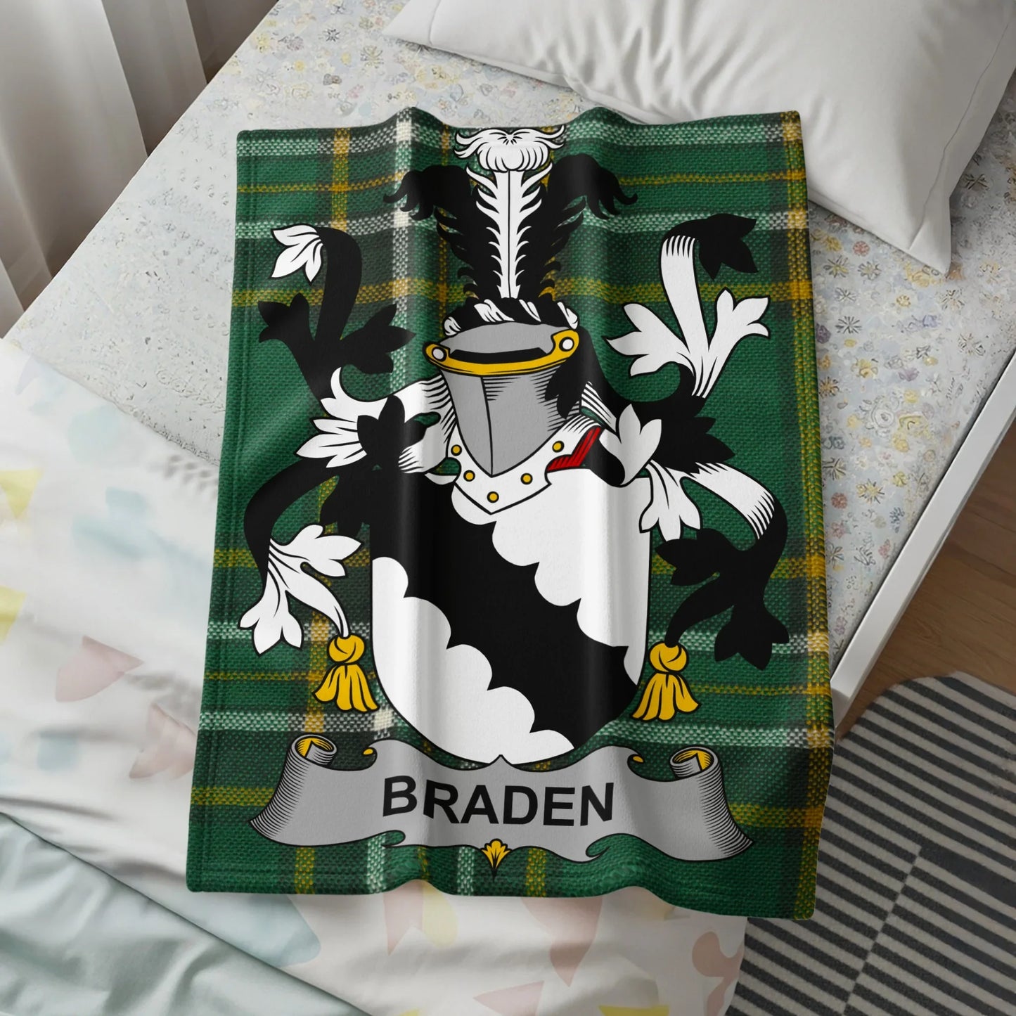 Personalized Braden Family Crest Tartan Blanket product