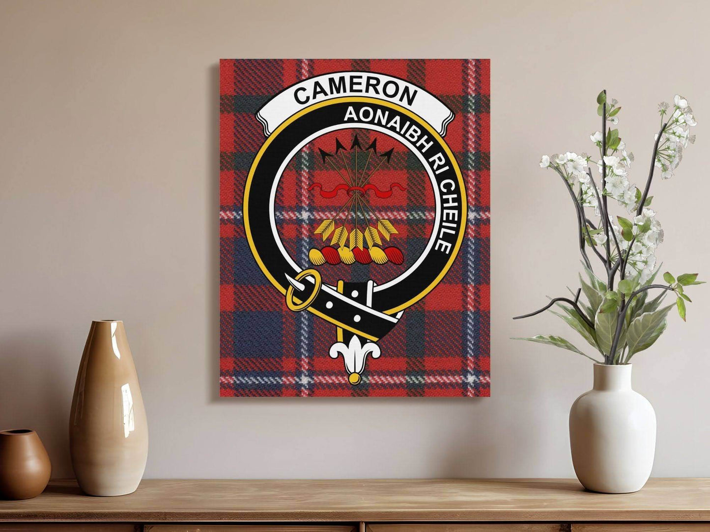 Cameron Scottish Tartan Crest Canvas - Celtic Ancestry Gifts