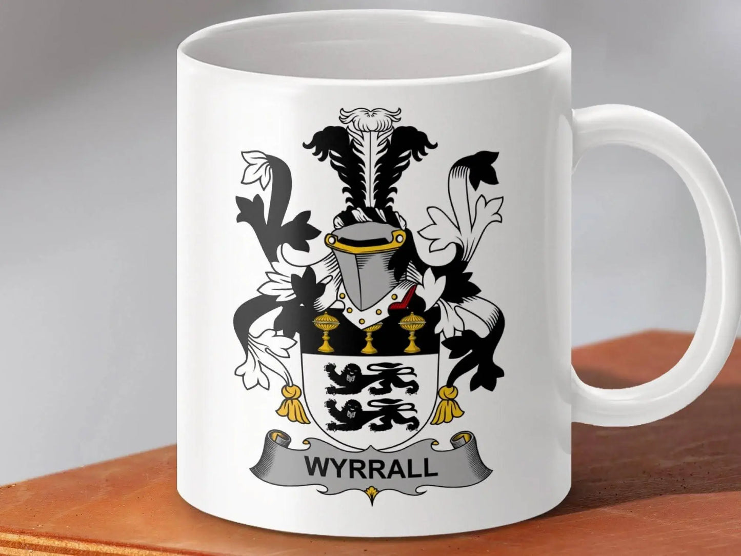 Wyrall Family Coat of Arms Crest Shield Mug - Celtic Ancestry Gifts