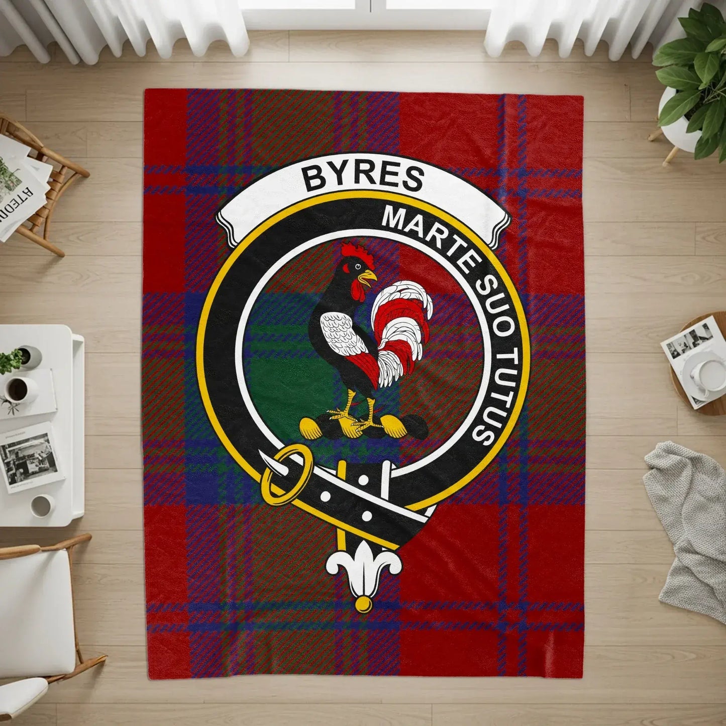 Scottish Tartan Round Crest Byres Family Clan Flag product