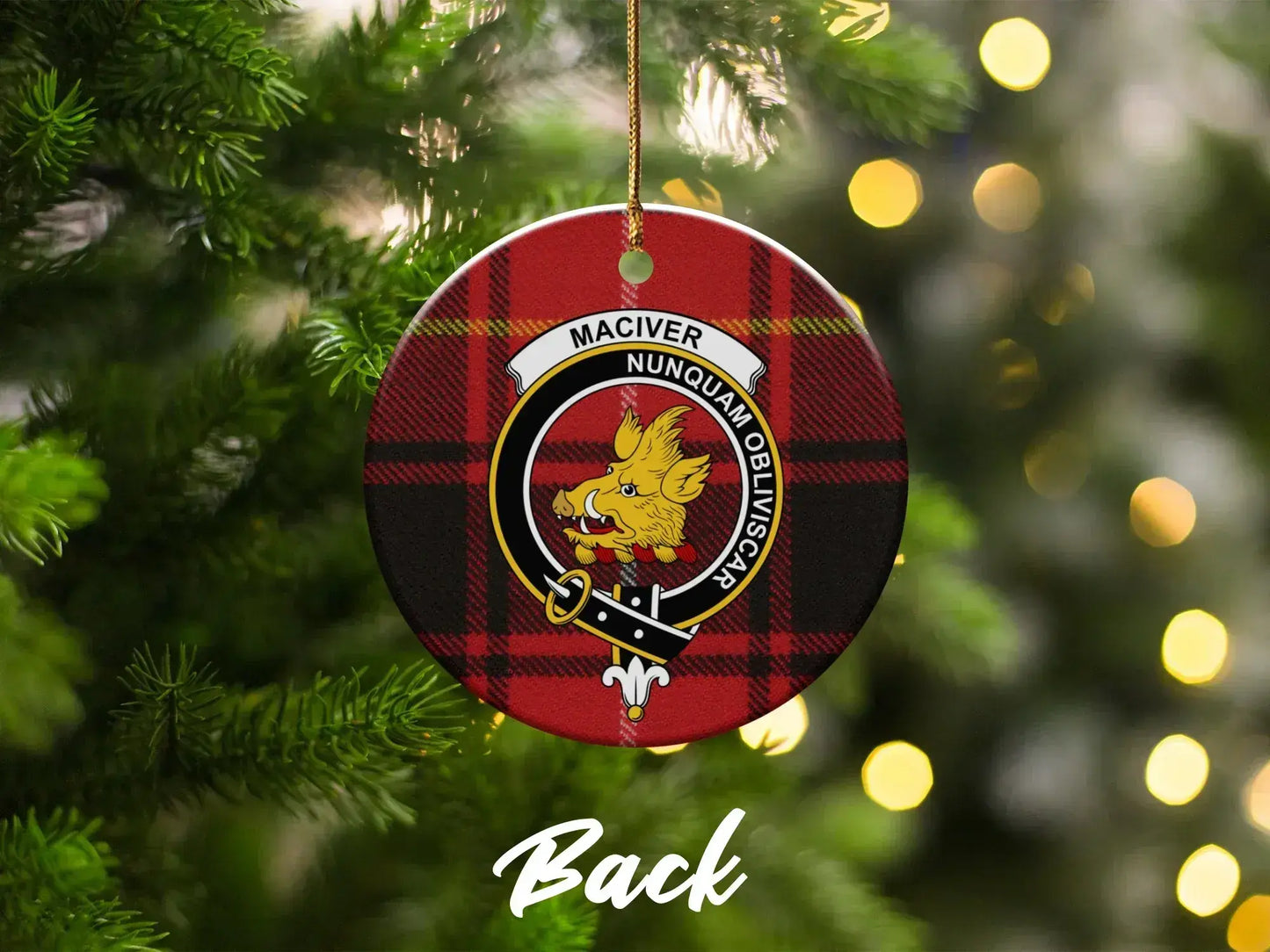 MacIver Clan Tartan Crest Christmas Ornament product type