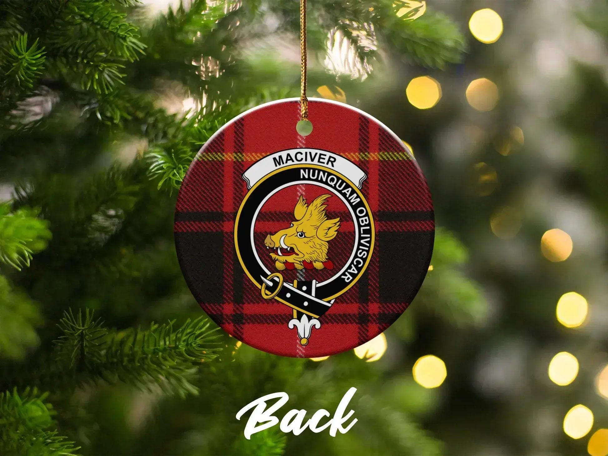 MacIver Clan Tartan Crest Christmas Ornament product type