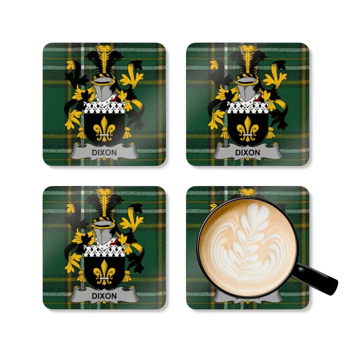 Dixon Family Crest Plaid Pattern Coaster Set product