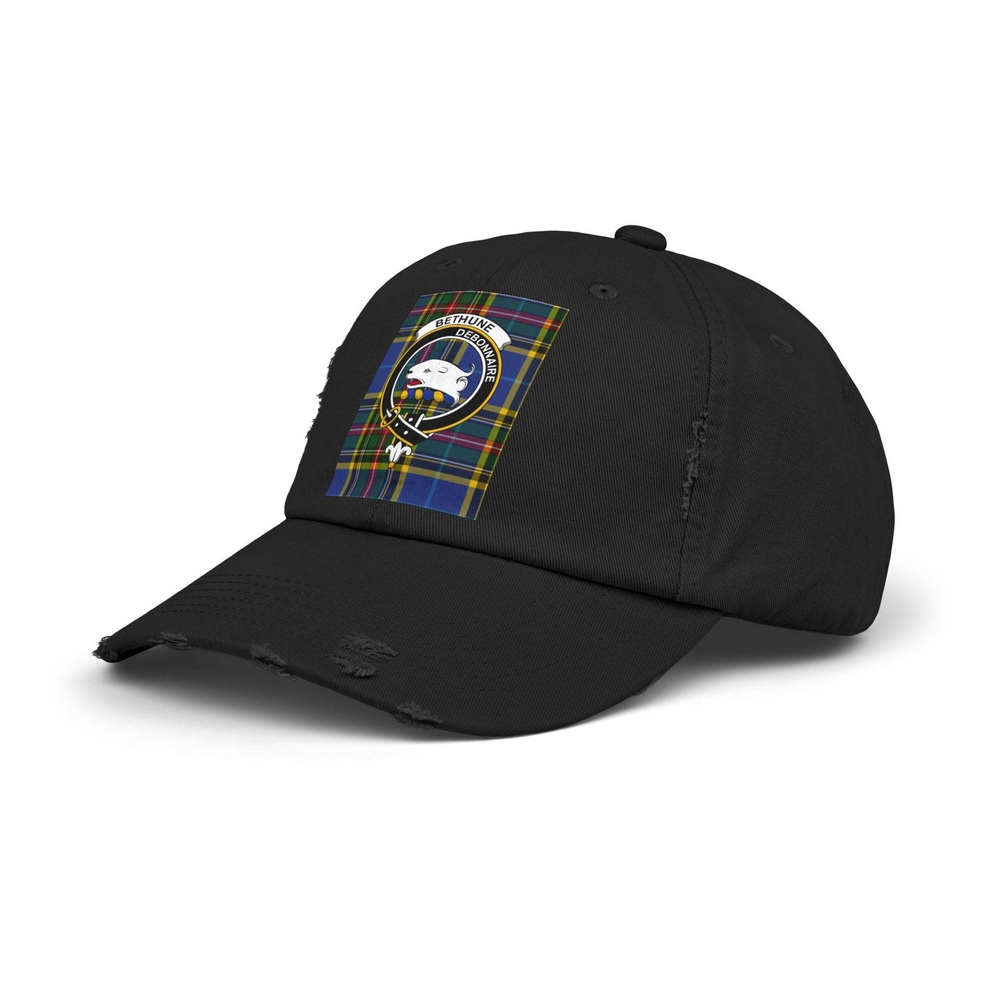 Bethune Crest Plaid Design Baseball Cap - Celtic Ancestry Gifts