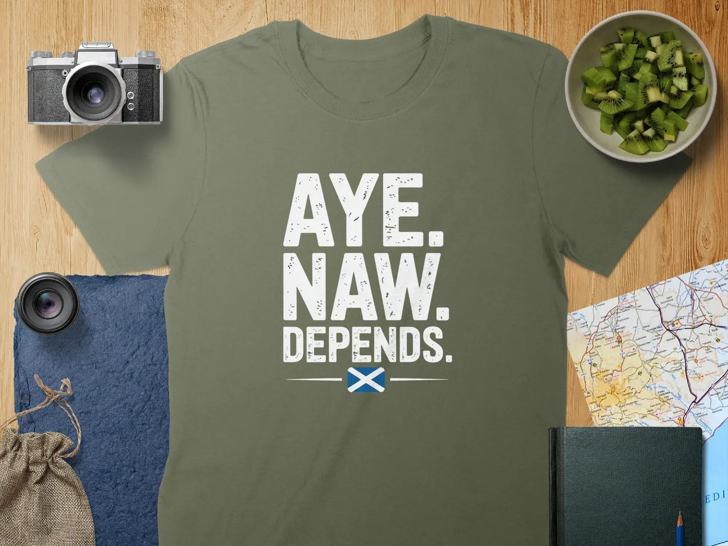Aye Naw Depends Scottish Humour Graphic T-shirt product