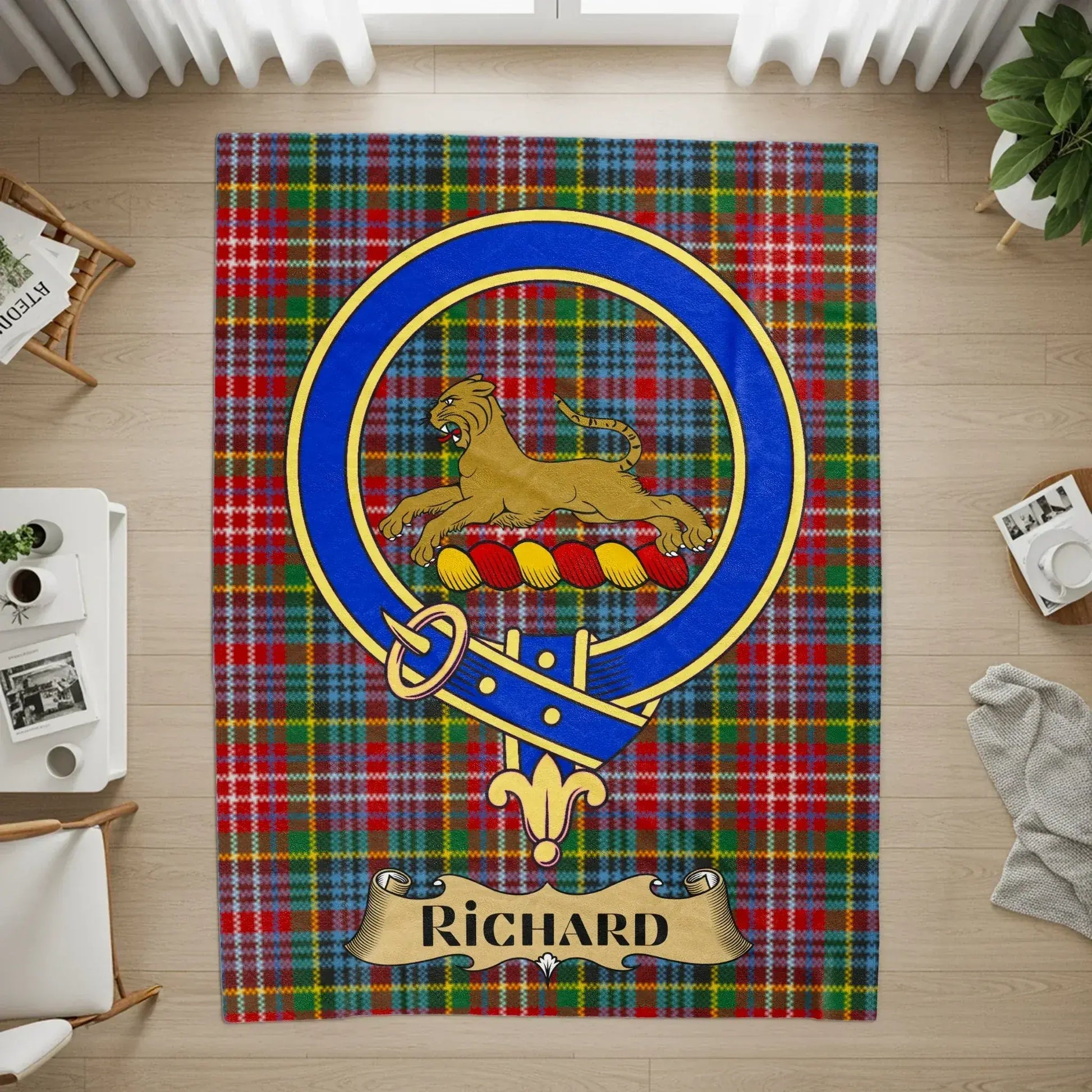 Clan Crest Plaid Richard Personalized Rug product
