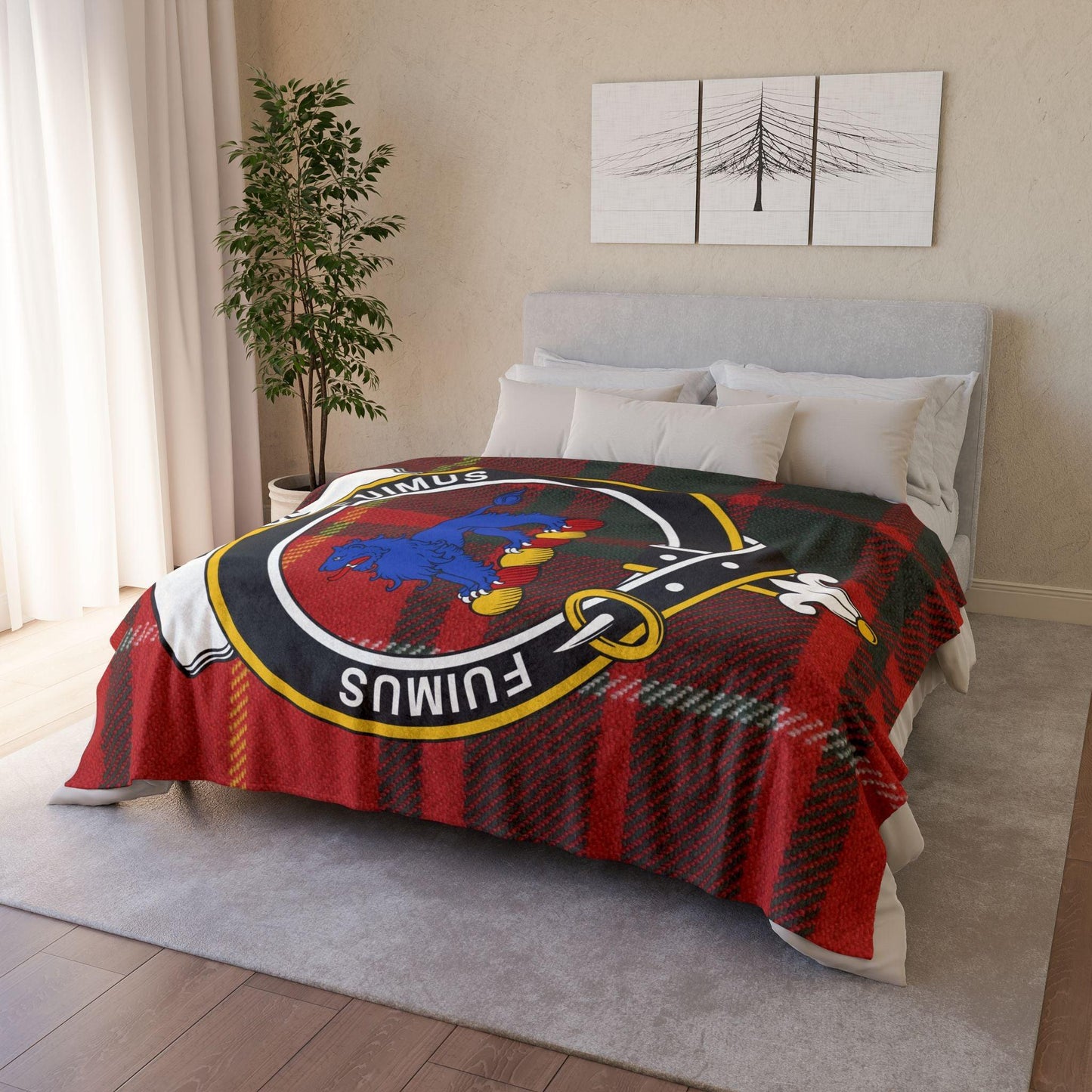 Bruce Clan Crest Scottish Tartan Blanket