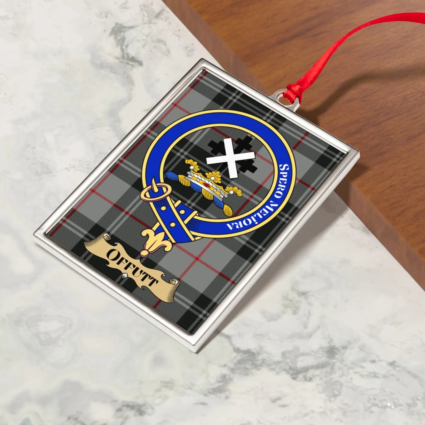 Offutt Clan Crest Badge Metal Rectangle Ornament product type