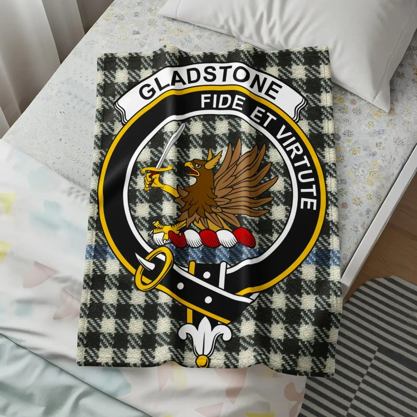 Crest of Gladstone Fide Et Virtute themed blanket product type