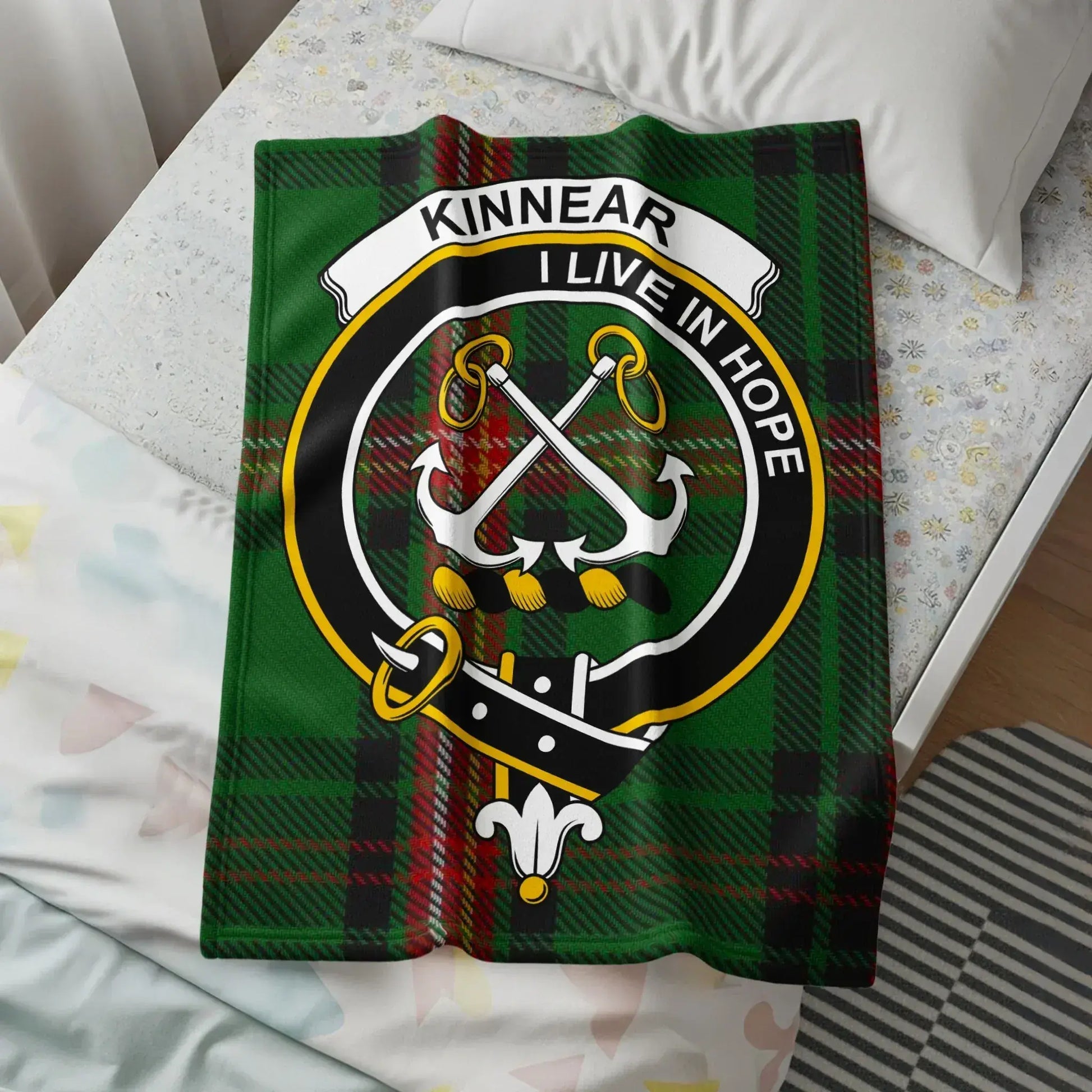 Kinnear I Live In Hope Scottish Tartan Blanket product type