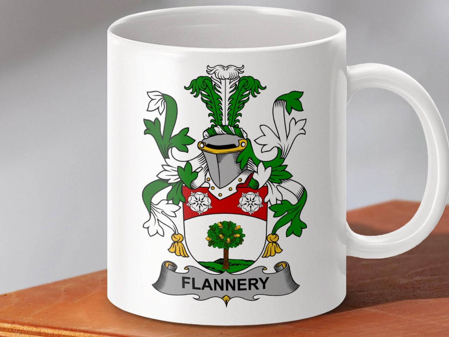 Flannery Surname Irish Family Crest Mug - Celtic Ancestry Gifts