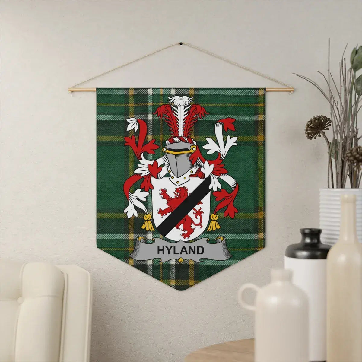 Hyland Family Crest Plaid Pattern Wall Banner product