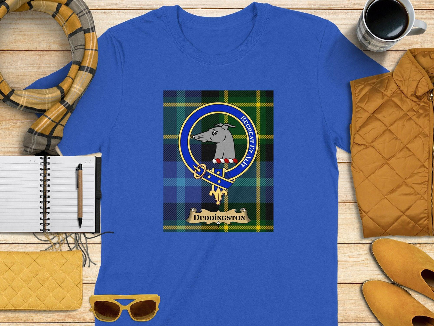 Duddingston Clan Crest Scottish Tartan T-Shirt - Celtic Ancestry Gifts
