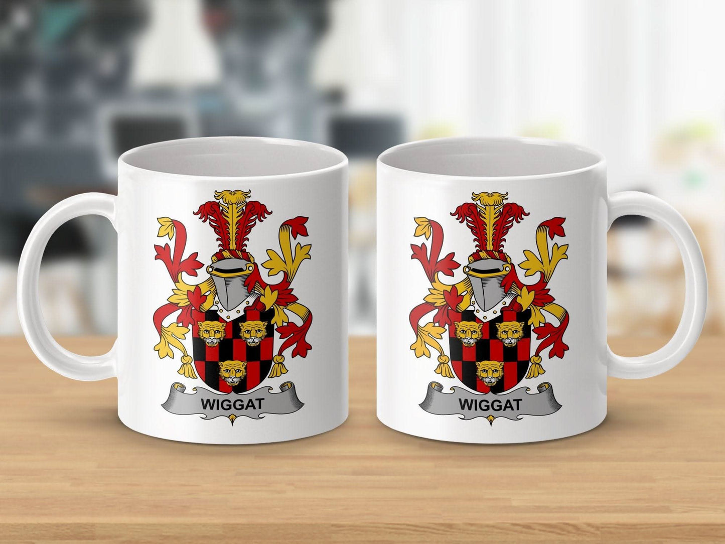 Wiggat Family Crest Coat of Arms Mug - Celtic Ancestry Gifts