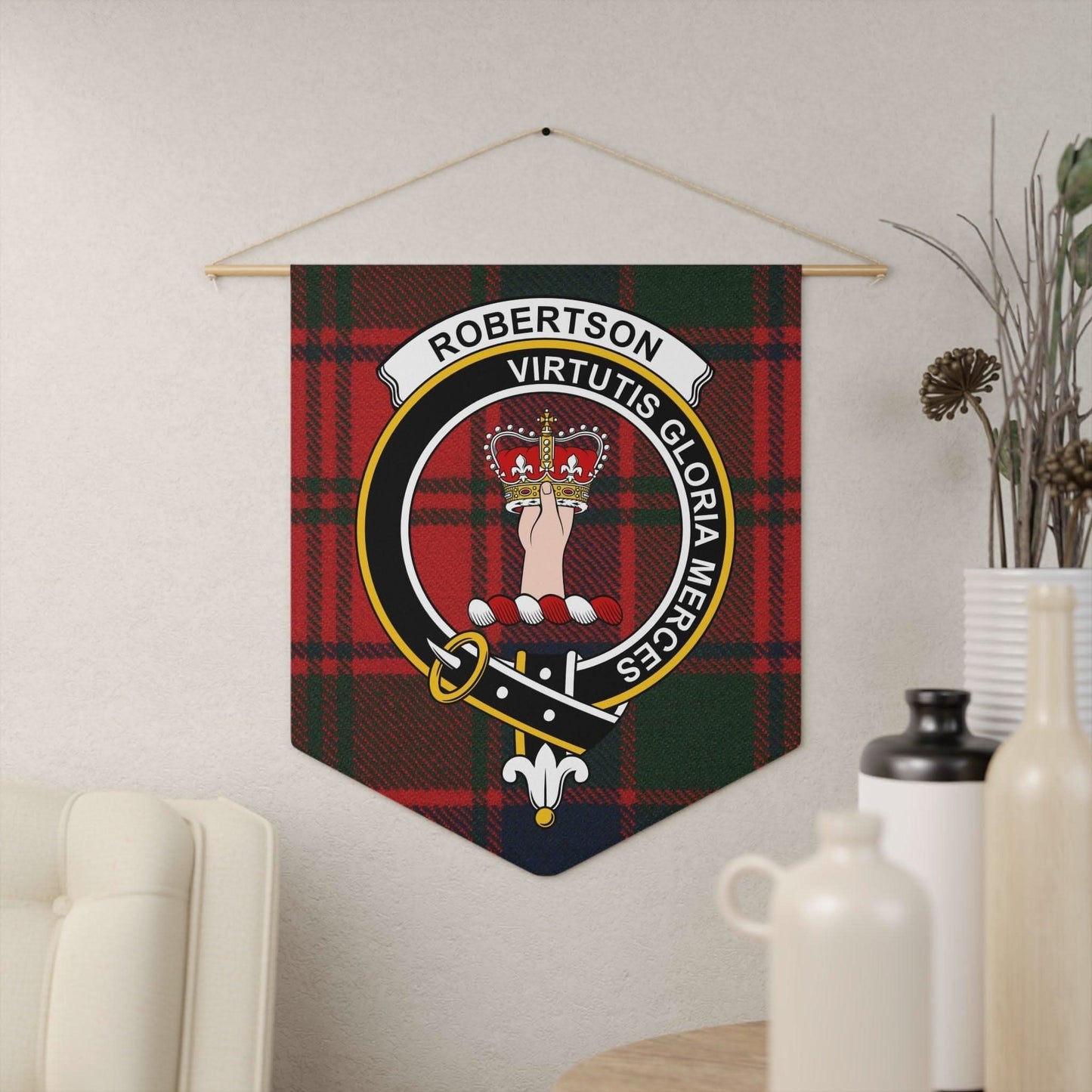 Robertson Clan Scottish Tartan Wall Pennant - Celtic Ancestry Gifts