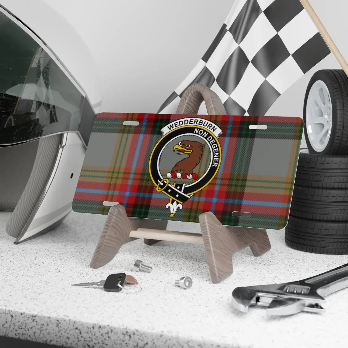 Wedderburn Monogram Plaid Design License Plate product