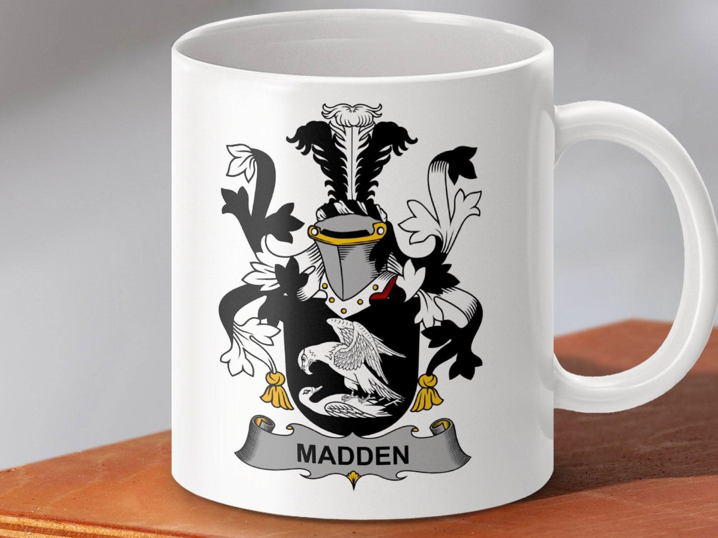 Madden Surname Irish Family Crest Emblem Mug - Celtic Ancestry Gifts