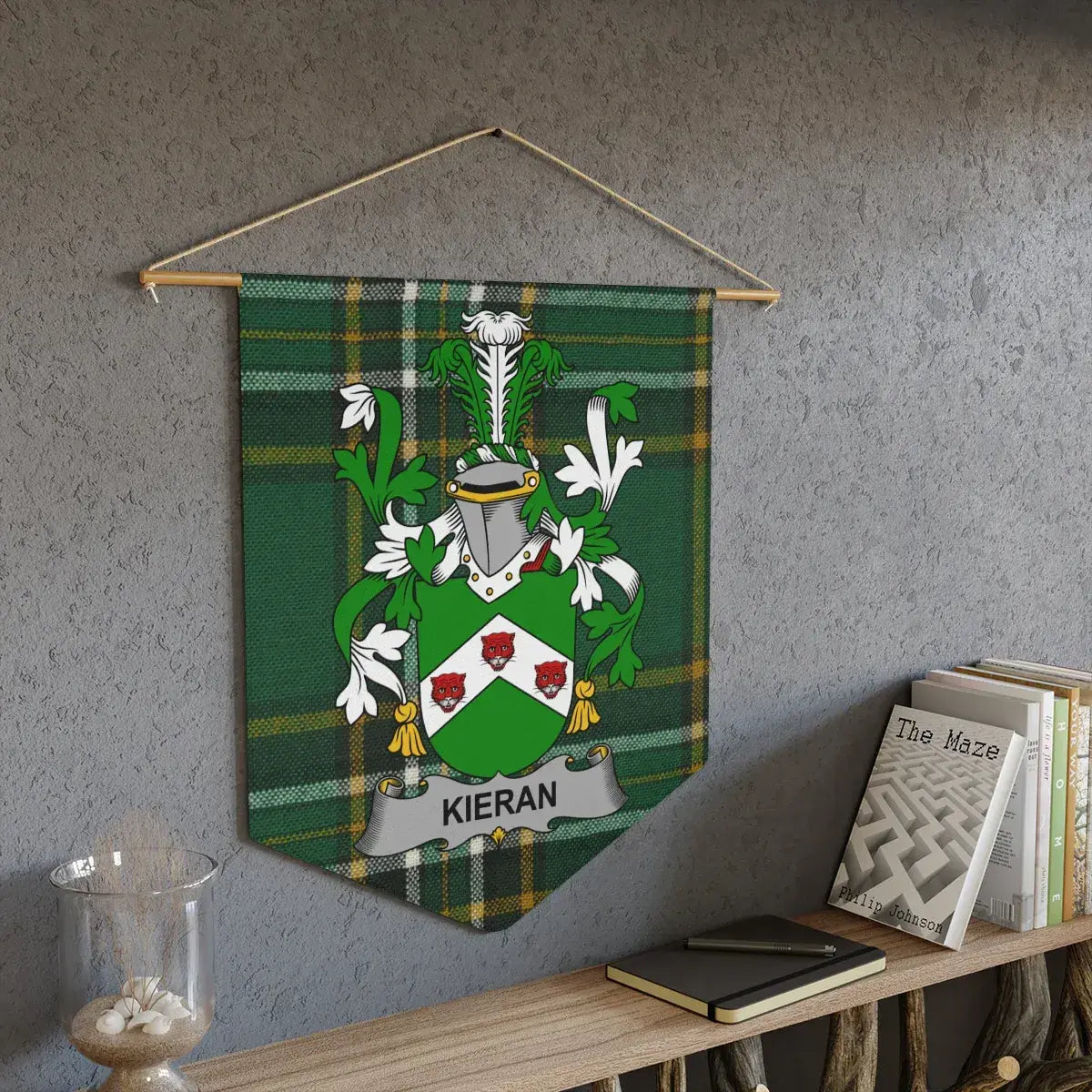 Green Tartan Family Crest Wall Hanging Kieran product type